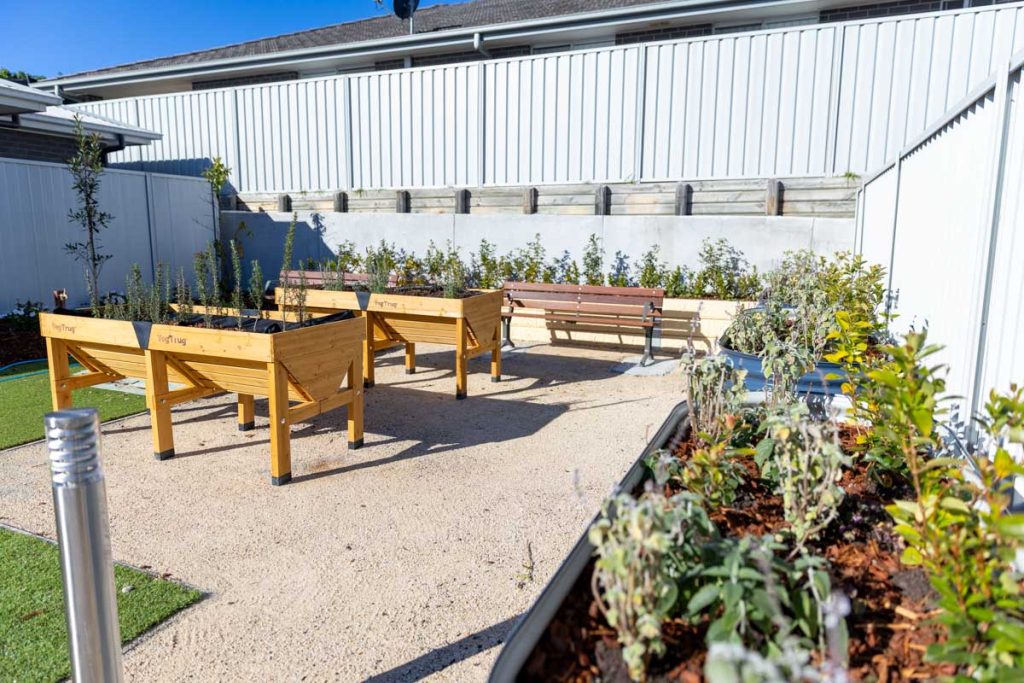 A Community garden at Aunty Bettys Senior Living, built by Darkinjung LALC.